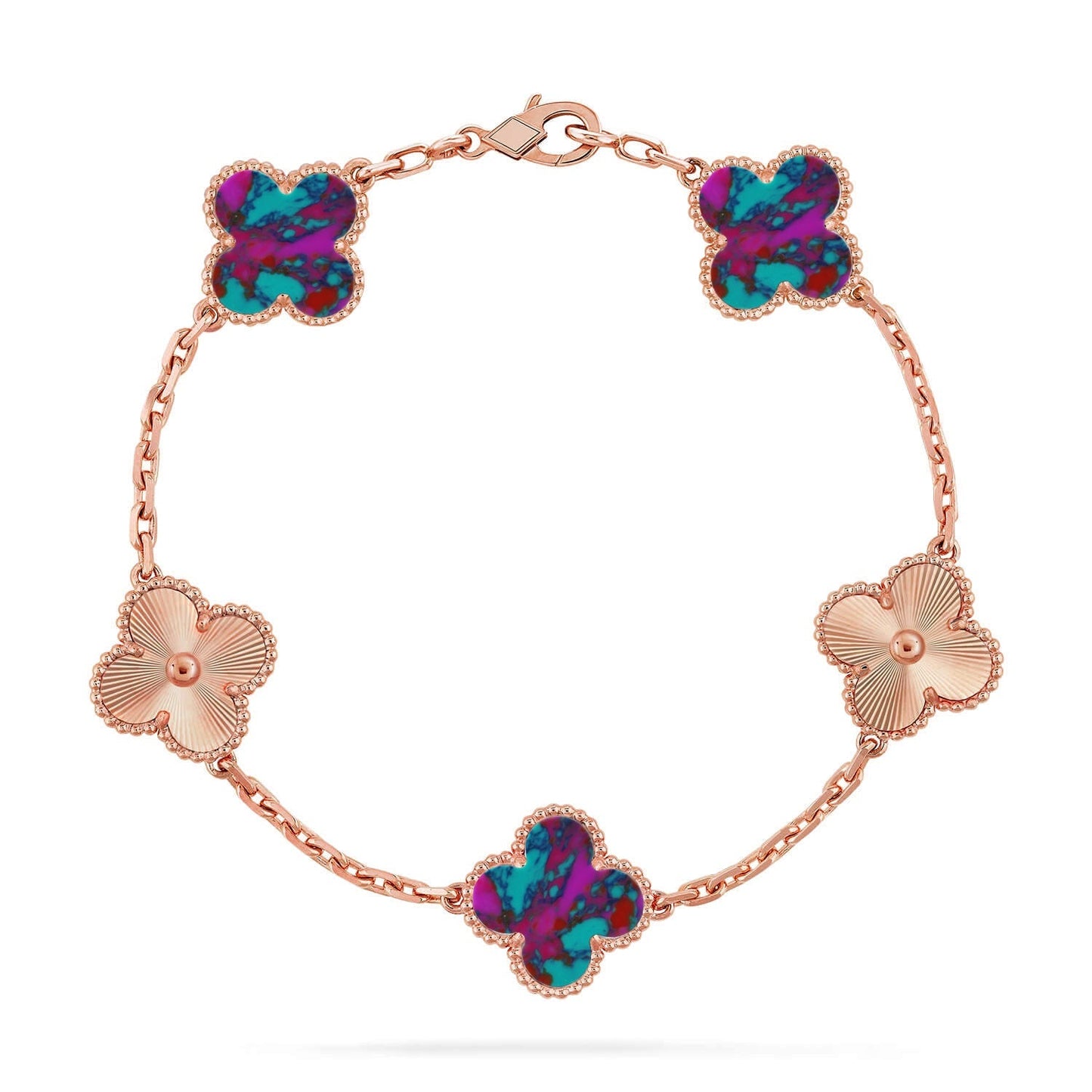 [Leaves]LUCKY CLOVER 5-MOTIF BRACELET - MULTI-GEM COLLECTION