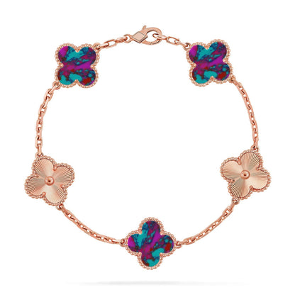 [Leaves]LUCKY CLOVER 5-MOTIF BRACELET - MULTI-GEM COLLECTION