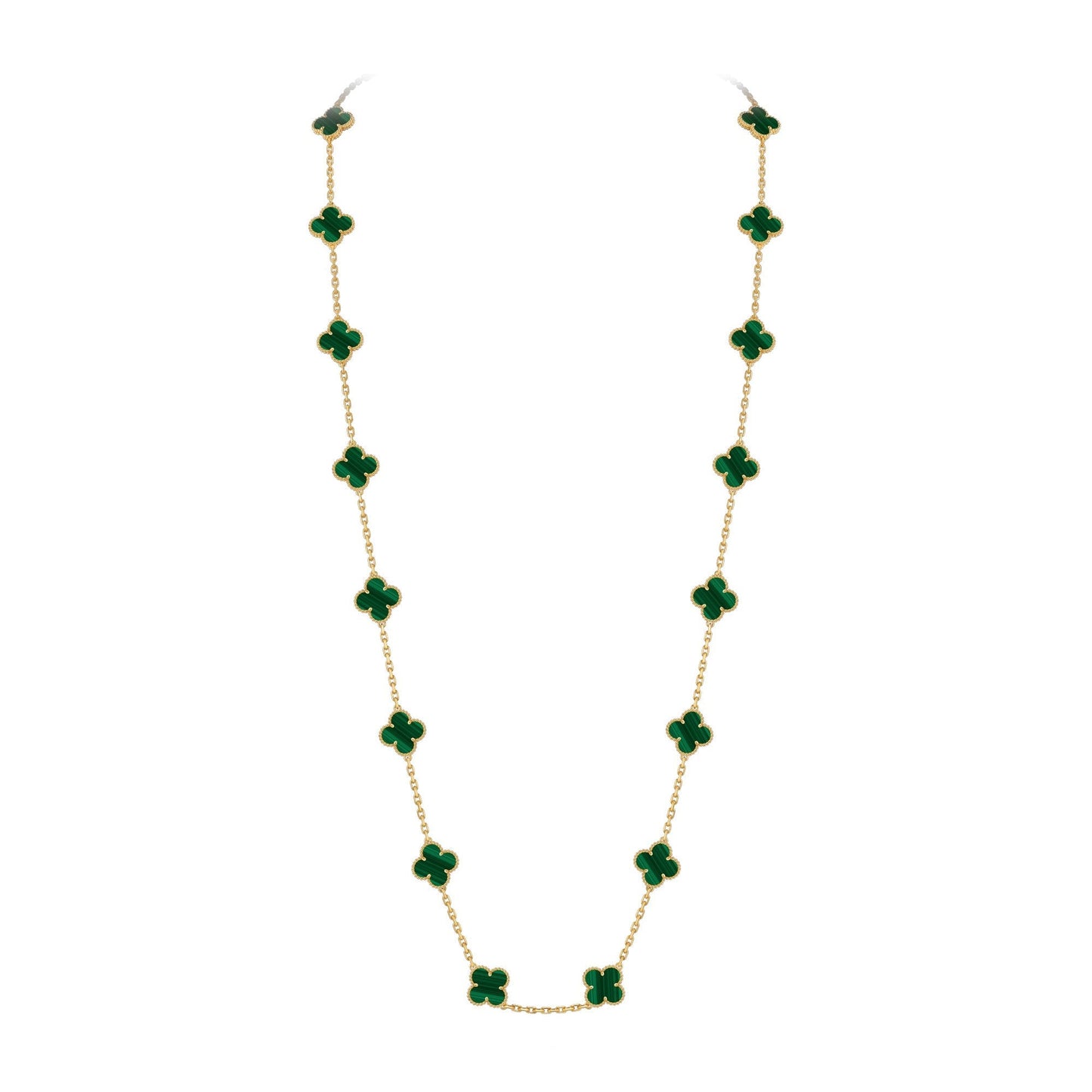 [Leaves]CLASSIC 20-MOTIF LUCKY CLOVER LONG NECKLACE GOLD COLLECTION