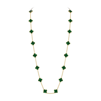 [Leaves]CLASSIC 20-MOTIF LUCKY CLOVER LONG NECKLACE GOLD COLLECTION
