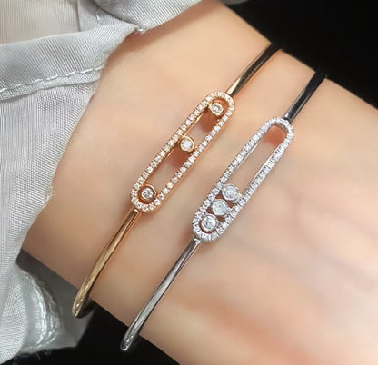 [Leaves]MOVE PAVÉ DIAMOND BANGLE BRACELET M
