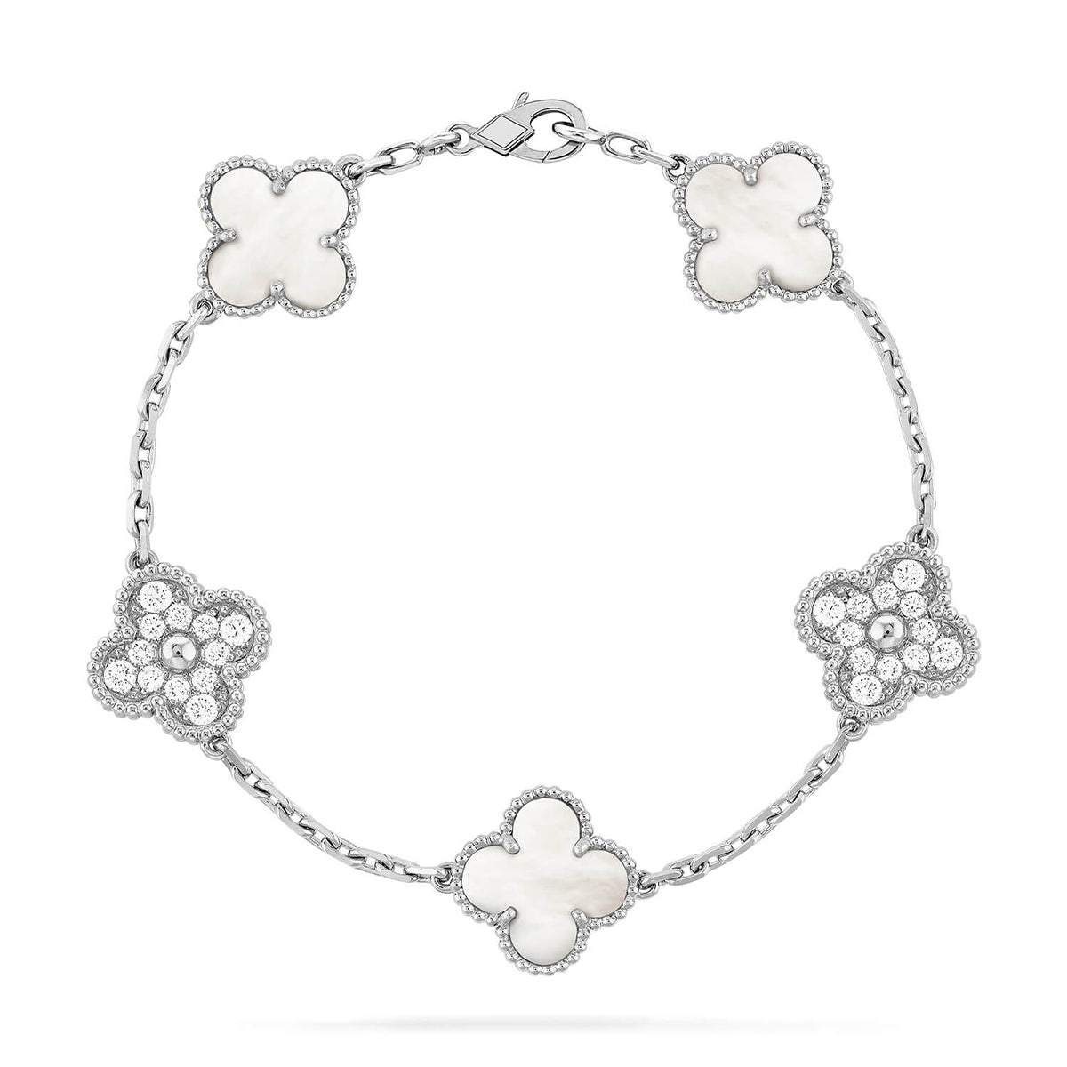 [Leaves]LUCKY CLOVER 5-MOTIF BRACELET - WHITE MOTHER-OF-PEARL COLLECTION