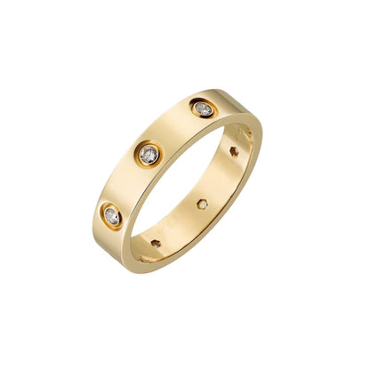[Leaves]LOVE 4MM 8 DIAMONDS RING