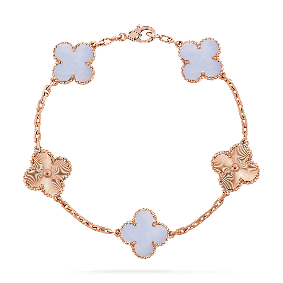 [Leaves]LUCKY CLOVER 5-MOTIF BRACELET - PURPLE CHALCEDONY COLLECTION