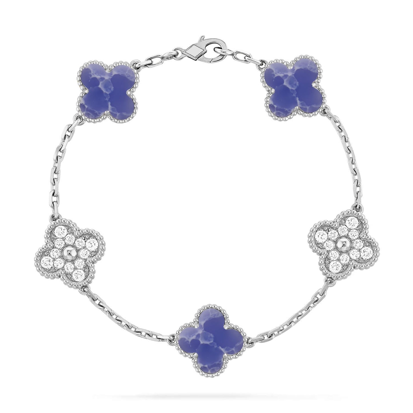[Leaves]LUCKY CLOVER 5-MOTIF BRACELET - BLUE LARIMAR COLLECTION