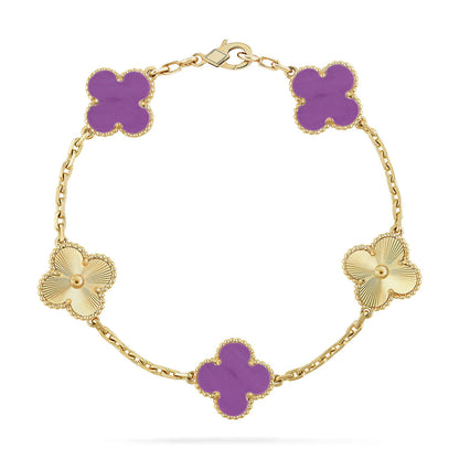 [Leaves]LUCKY CLOVER 5-MOTIF BRACELET - VIOLET COLLECTION