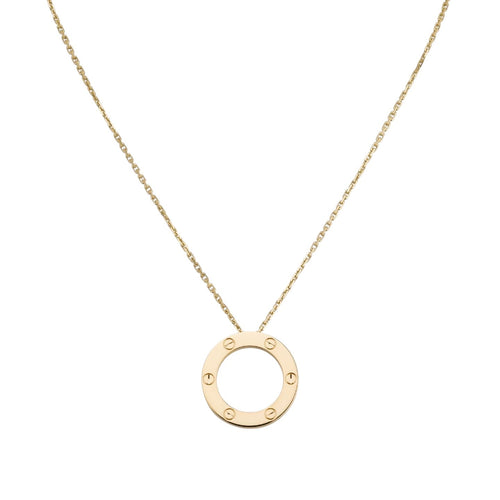 [Leaves]LOVE LARGE CIRCULAR PENDANT NECKLACE