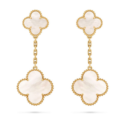 [Leaves]CLOVER DUAL-MOTIF STATEMENT STUD EARRINGS - DOUBLE-CHARM COLLECTION