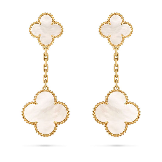 [Leaves]CLOVER DUAL-MOTIF STATEMENT STUD EARRINGS - DOUBLE-CHARM COLLECTION