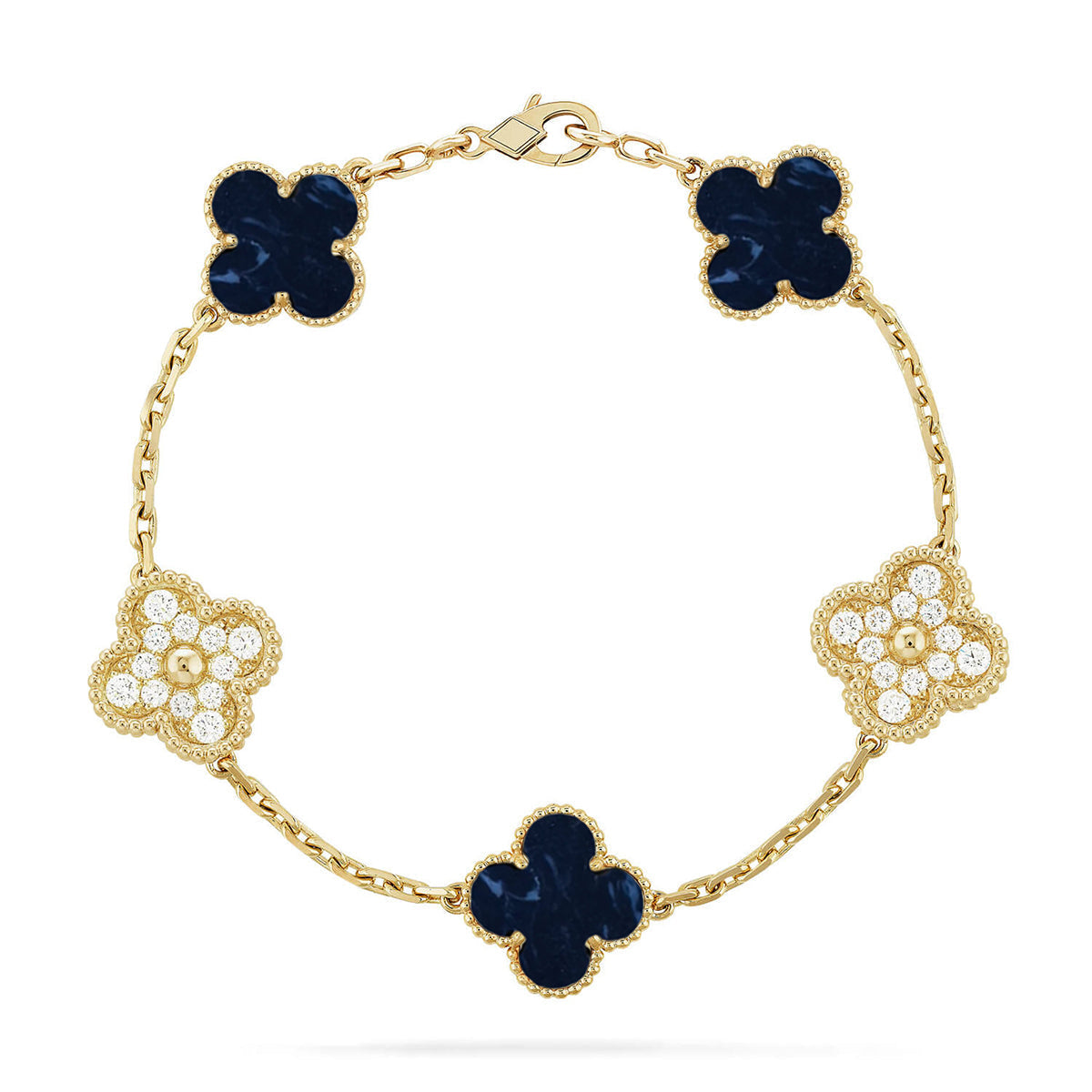[Leaves]LUCKY CLOVER 5-MOTIF BRACELET - PIETERSITE COLLECTION