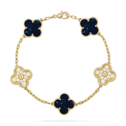 [Leaves]LUCKY CLOVER 5-MOTIF BRACELET - PIETERSITE COLLECTION