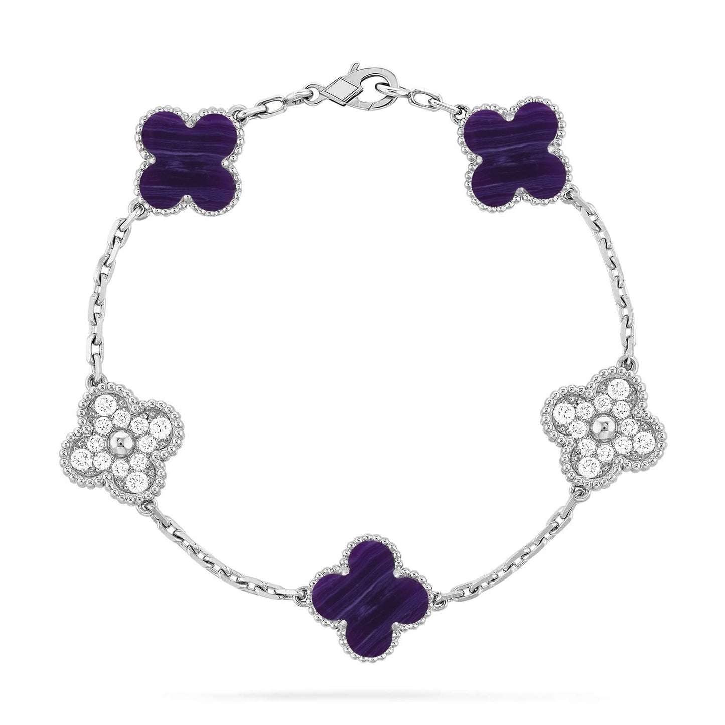[Leaves]LUCKY CLOVER 5-MOTIF BRACELET - CHAROITE COLLECTION