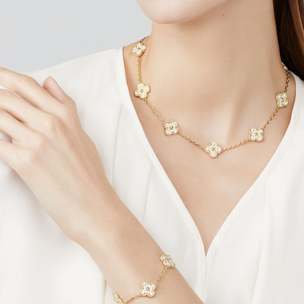 [Leaves]CLOVER 10 MOTIFS DIAMOND NECKLACE