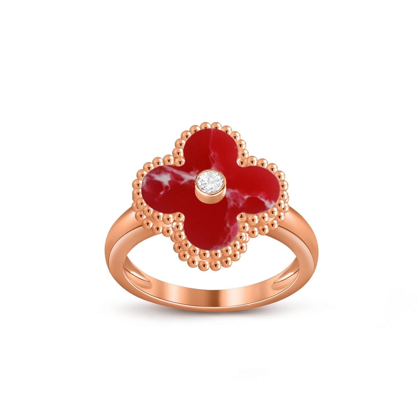 [Leaves]LUCKY CLOVER DIAMOND-ACCENT ROSE GOLD RING COLLECTION