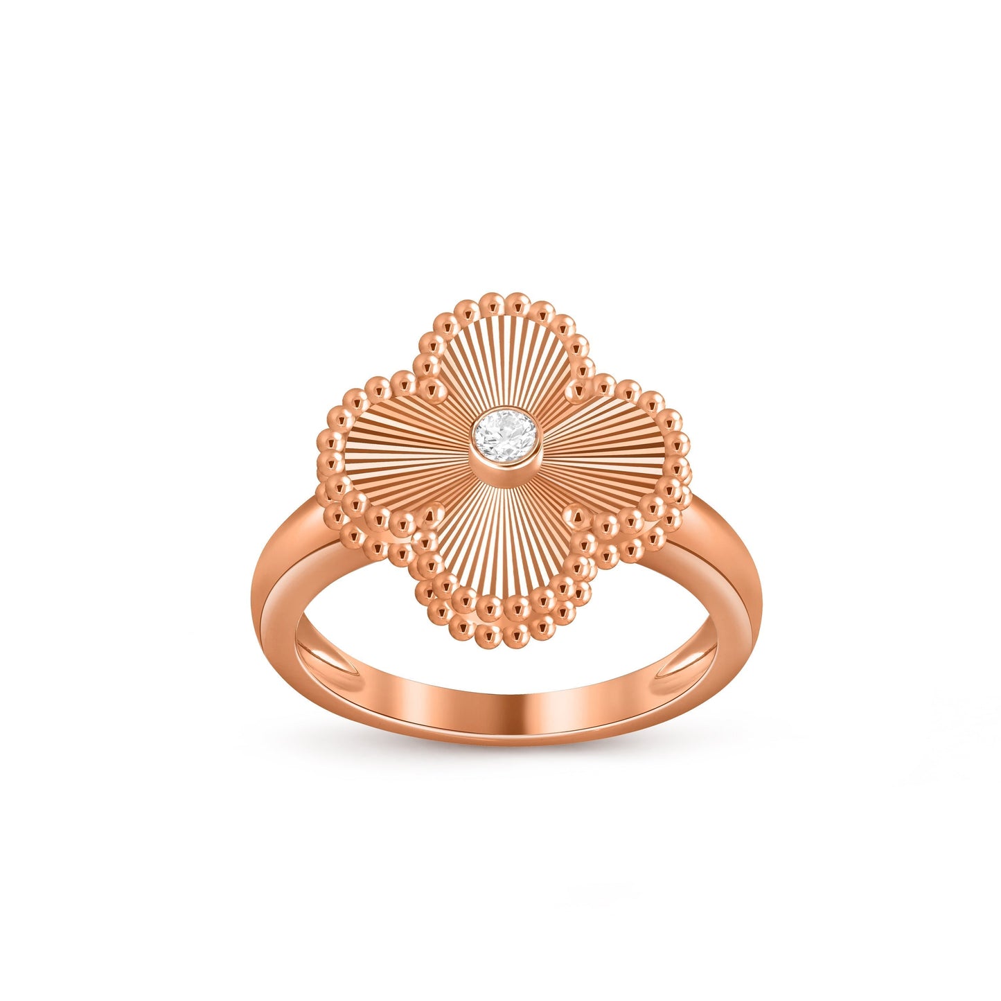 [Leaves]LUCKY CLOVER DIAMOND-ACCENT ROSE GOLD RING COLLECTION