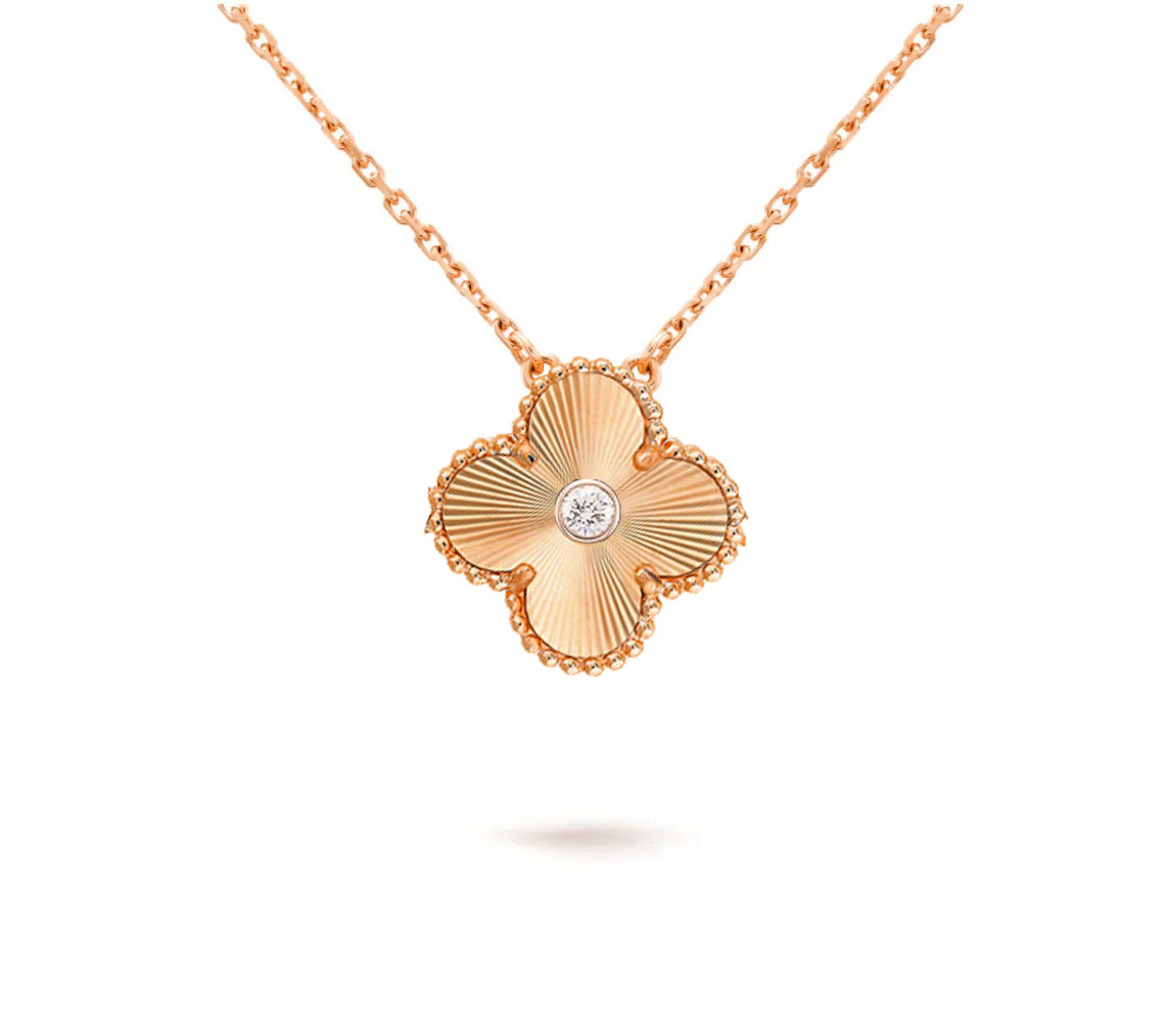 [Leaves]15MM CLOVER FLOWER DIAMOND PENDANT NECKLACE COLLECTION