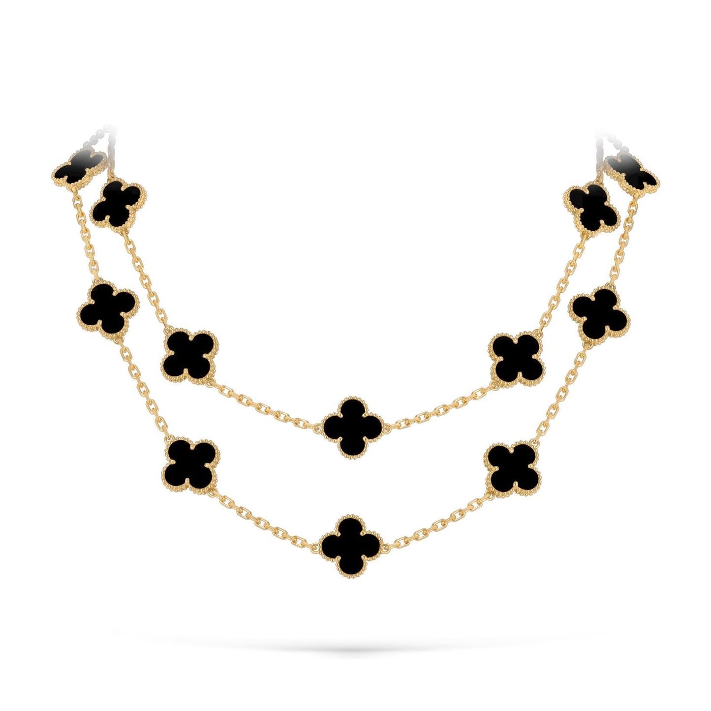 [Leaves]CLASSIC 20-MOTIF LUCKY CLOVER LONG NECKLACE GOLD COLLECTION