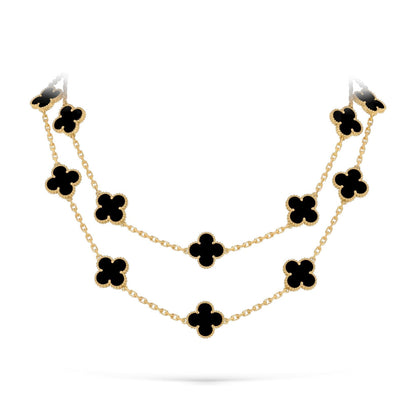 [Leaves]CLASSIC 20-MOTIF LUCKY CLOVER LONG NECKLACE GOLD COLLECTION