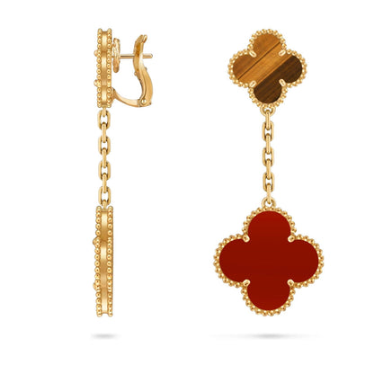[Leaves]CLOVER DUAL-MOTIF STATEMENT STUD EARRINGS - DOUBLE-CHARM COLLECTION