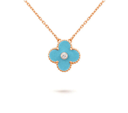 [Leaves]15MM CLOVER FLOWER DIAMOND PENDANT NECKLACE COLLECTION