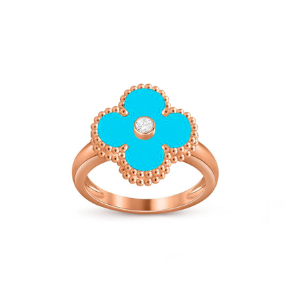 [Leaves]LUCKY CLOVER DIAMOND-ACCENT ROSE GOLD RING COLLECTION