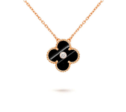 [Leaves]15MM CLOVER FLOWER DIAMOND PENDANT NECKLACE COLLECTION