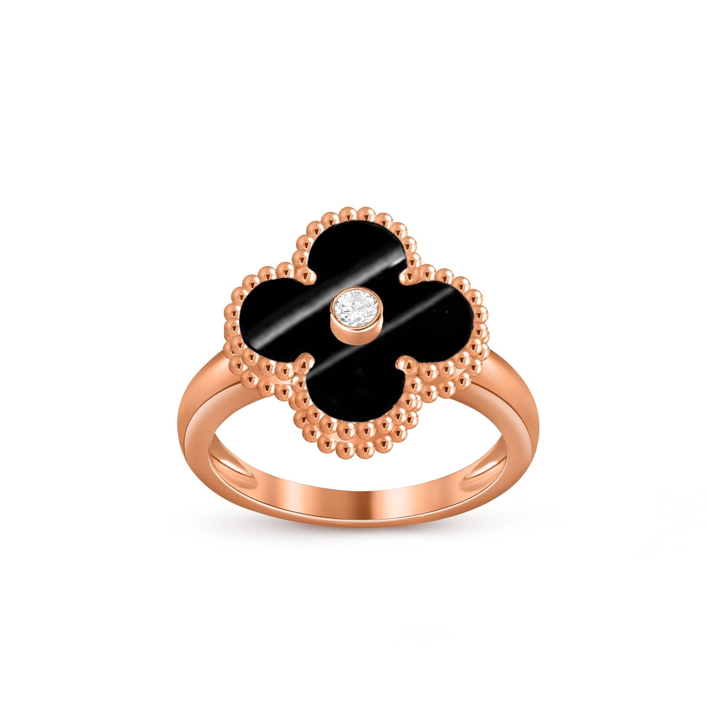 [Leaves]LUCKY CLOVER DIAMOND-ACCENT ROSE GOLD RING COLLECTION