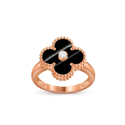 [Leaves]LUCKY CLOVER DIAMOND-ACCENT ROSE GOLD RING COLLECTION