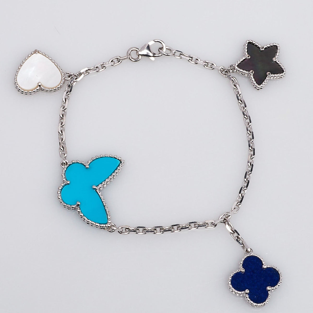[Leaves]LUCKY SPRING SILVER BRACELET 4 MOTIF