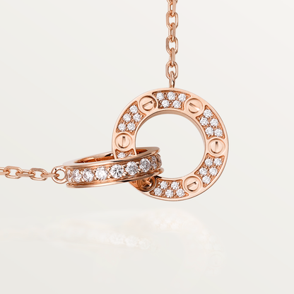 [Leaves]LOVE 7.6MM NECKLACE ROSE GOLD AND SILVER  FULL DIAMOND