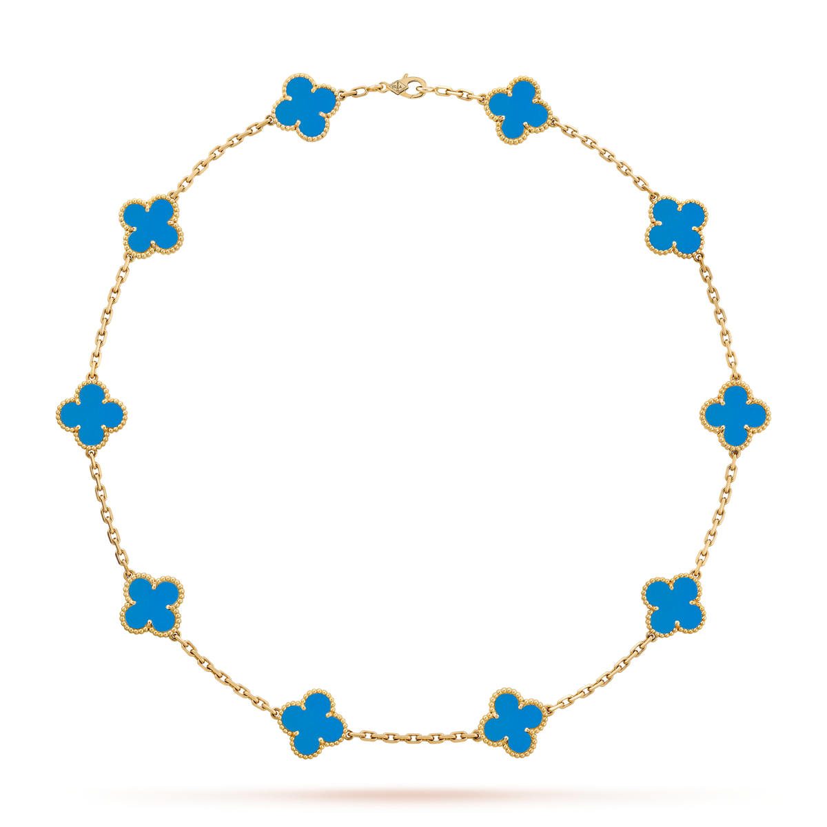 [Leaves]CLOVER 10 MOTIFS BLUE AGATE NECKLACE