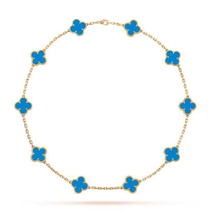 [Leaves]CLOVER 10 MOTIFS BLUE AGATE NECKLACE