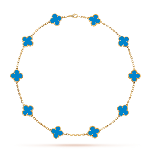 [Leaves]CLOVER 10 MOTIFS BLUE AGATE NECKLACE