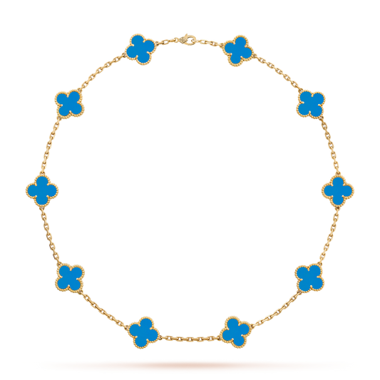 [Leaves]CLOVER 10 MOTIFS BLUE AGATE NECKLACE
