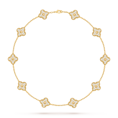 [Leaves]CLASSIC LUCKY 10-MOTIF CLOVER NECKLACE GOLD COLLECTION