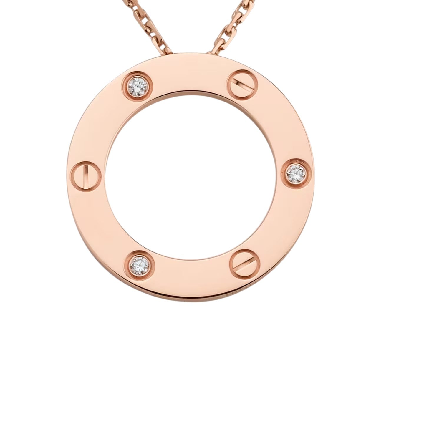 [Leaves]LOVE LARGE CIRCULAR PENDANT 3-DIAMOND NECKLACE