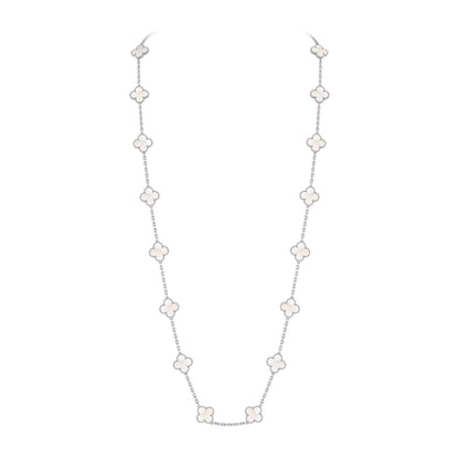 [Leaves]CLASSIC 20-MOTIF LUCKY CLOVER LONG NECKLACE WHITE GOLD COLLECTION
