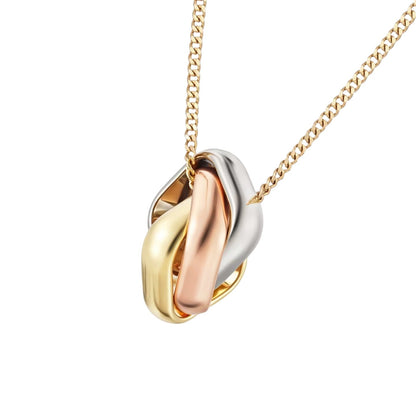 [Leaves]TRI-COLOR SQUARE RING NECKLACE