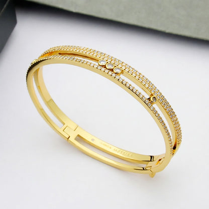 [Leaves]MOVE ROMANE PAVÉ DIAMOND BANGLE BRACELET