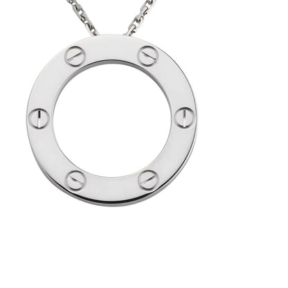 [Leaves]LOVE LARGE CIRCULAR PENDANT NECKLACE