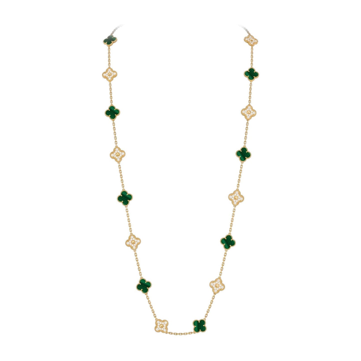 [Leaves]CLASSIC 20-MOTIF LUCKY CLOVER LONG NECKLACE GOLD COLLECTION