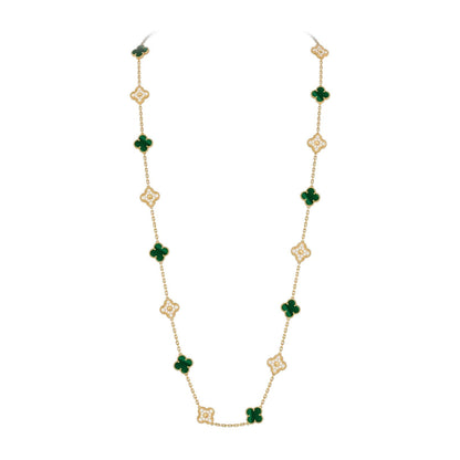 [Leaves]CLASSIC 20-MOTIF LUCKY CLOVER LONG NECKLACE GOLD COLLECTION