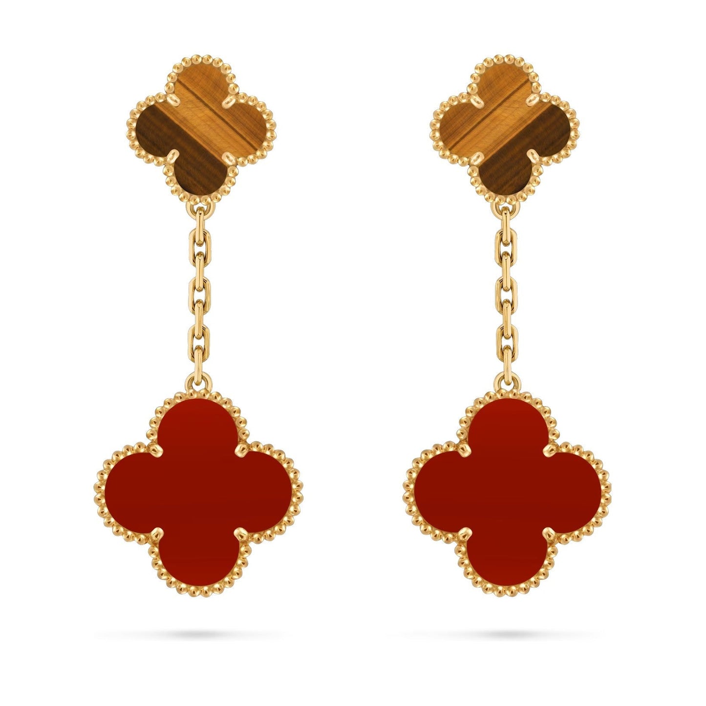 [Leaves]CLOVER DUAL-MOTIF STATEMENT STUD EARRINGS - DOUBLE-CHARM COLLECTION