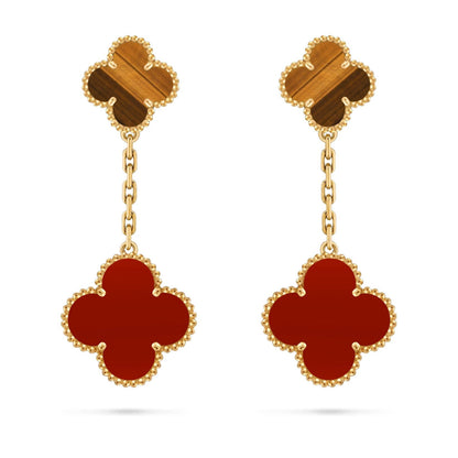 [Leaves]CLOVER DUAL-MOTIF STATEMENT STUD EARRINGS - DOUBLE-CHARM COLLECTION