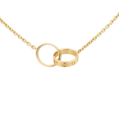 [Leaves]LOVE DOUBLE-RING INTERLOCKED NECKLACE