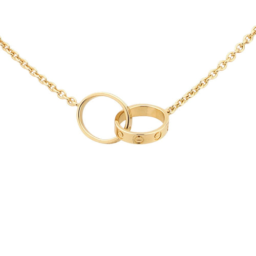 [Leaves]LOVE DOUBLE-RING INTERLOCKED NECKLACE