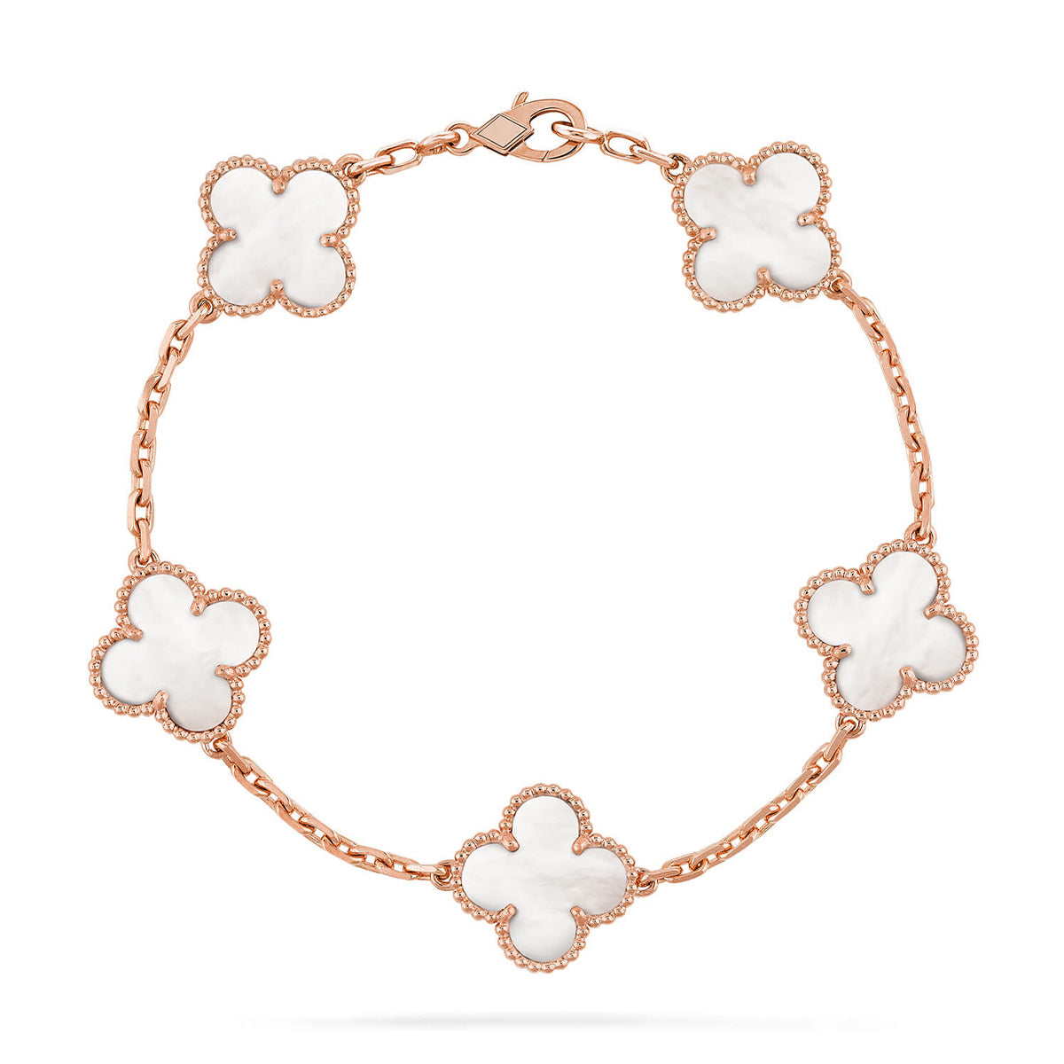 [Leaves]LUCKY CLOVER 5-MOTIF BRACELET - WHITE MOTHER-OF-PEARL COLLECTION