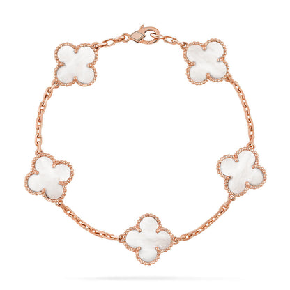 [Leaves]LUCKY CLOVER 5-MOTIF BRACELET - WHITE MOTHER-OF-PEARL COLLECTION