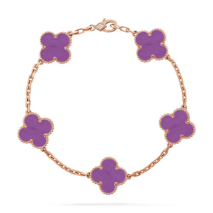 [Leaves]LUCKY CLOVER 5-MOTIF BRACELET - VIOLET COLLECTION