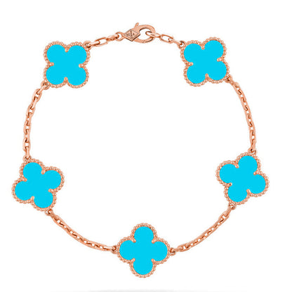 [Leaves]LUCKY CLOVER 5-MOTIF BRACELET - TURQUOISE COLLECTION